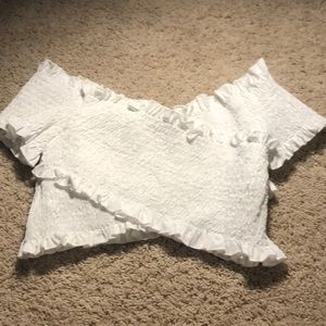 SHEIN White crossed crop top